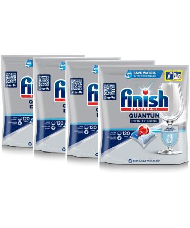 Finish Quantum Infinity Shine Dishwasher Tablets Bulk | Scent : REGULAR | Size : 480 Dishwasher Tabs | For Sparkling Clean (Pack of 4)