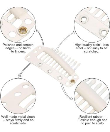 Hair Extension Clip 10 tooth Design Wig Clip Durable and Safe Functional for Wigs Hair Weaving for Most People(creamy-white) - Buy Online on SooperMarket.com