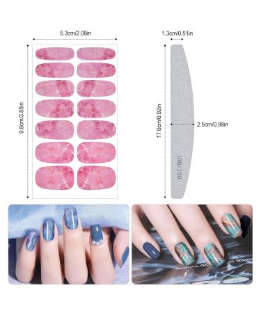 Kalolary 12-Piece Color Gradient Marble Nail Polish Stickers - Self-Adhesive Full Nail Wraps with Nail File | Trendy Monochrome Designs for Effortless Nail Art - Buy Online on SooperMarket.com