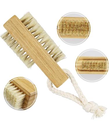 Double Sided Wooden Nail Brush with Hanging Rope - Fingernail and Toenail Cleaning Brushes - Buy Online on SooperMarket.com