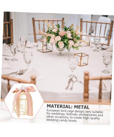 COOLHIYA Bird Cage 2pcs Box Bell Creative Treats Birdcage Wedding Sweets Birthday for Party Shaped Golden 8.3X6.7CM - Buy Online on SooperMarket.com