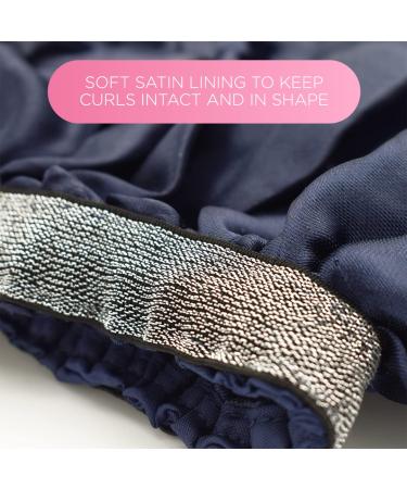 ADAMA Luxy Satin Bonnet  Double Sided for Nighttime Hair Protection  Comfortable Elastic Headband  Shiny Metallic Finish  Extra Large Size for Large Volumes of Hair  Machine Washable  Navy and Silver - Buy Online on SooperMarket.com