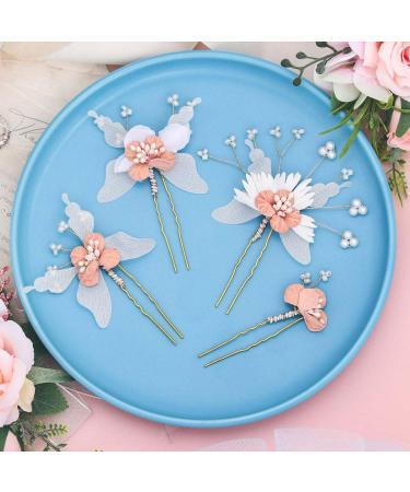 IYOU Flower Girl Headpiece Pink Floral Hair Pins Communion Bridal Wedding Hair Accessories for Girls - Buy Online on SooperMarket.com