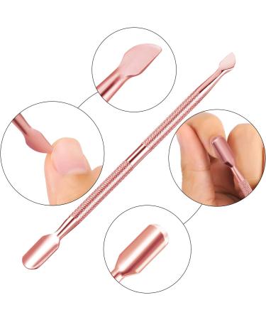 Stainless Steel Cuticle Pusher Kit - Triangle Peeler, Scraper, Double Ended Cutter & Nail Cleaner - Rose Gold Finish - Buy Online on SooperMarket.com