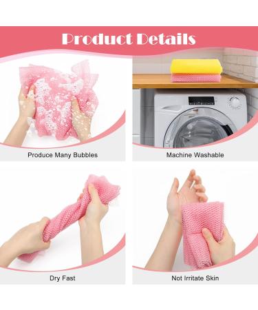 Windspeed 2Pcs African Body Exfoliating Net | Long Deep Cleaning Bath Sponge | Skin Smoother for Women Men | Shower Stocking Stuffer (80x30cm) | Yellow Pink - Buy Online on SooperMarket.com