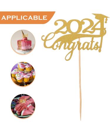HOLIDYOYO 15pcs 2024 Graduation Cake Inserts Top Hat Cake Decors Class of 2024 Cupcake Picks 2024 Graduation Cupcake Toppers Graduation Cake Decorations Graduate Paper Dining Table - Buy Online on SooperMarket.com
