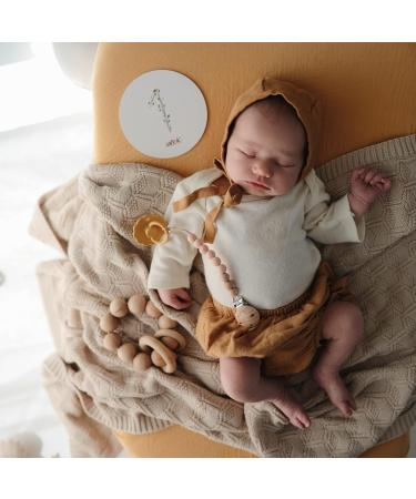 FRIGG Daisy Natural Rubber Baby Pacifier 2-Pack - Rose Gold/Honey Gold | BPA-Free | Made in Denmark | 0-6 Months - Buy Online on SooperMarket.com