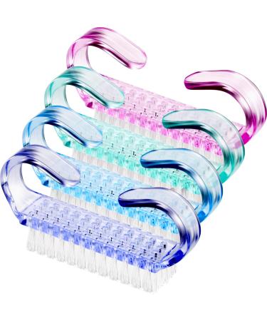 4 Pieces Handle Nail Brush Nail Hand Scrubbing Cleaning Brush (Small, Multicolor)