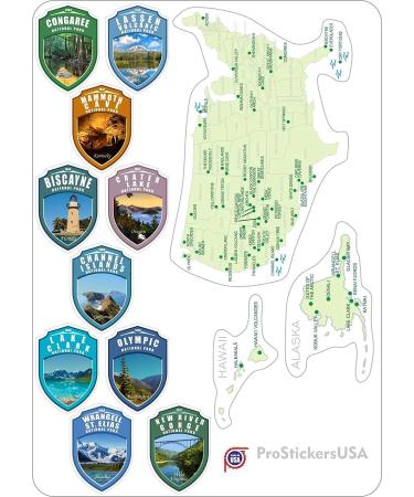 Collection 63 National Parks USA Shield Vinyl Stickers Set - 1 x 1.5 inch Passport Colors - Map of US National Parks - Buy Online on SooperMarket.com