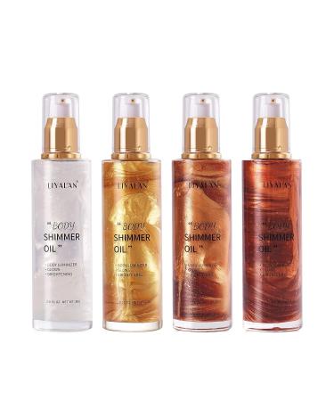 Liyalan Shimmer Body Oil Rose Gold Highlighter Illuminator 2.8 Fl Oz - #02 Rose Gold - Buy Online on SooperMarket.com
