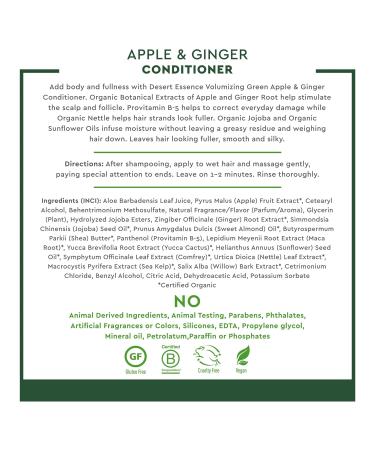 Desert Essence Green Apple & Ginger Conditioner - 8 Fl Oz - Volumizing & Moisturizing for Fine Hair - Buy Online on SooperMarket.com