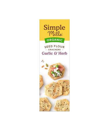 Simple Mills Organic Seed Crackers Garlic & Herb - Gluten Free, Vegan, Paleo Friendly Snacks - 4.25 oz (Pack of 6) - Buy Online on SooperMarket.com