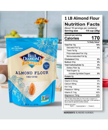 Blue Diamond Almonds Almond Flour - Gluten Free  Blanched & Finely Sifted  1 lb - Buy Online on SooperMarket.com