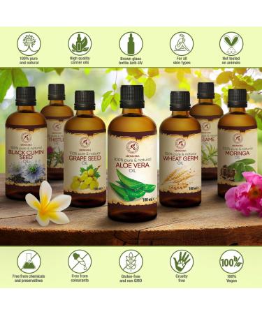 Aloe Vera Pure Oil 100ml - Aloe Barbadensis Brasil - Skin, Face & Baby Oil - Glass Bottle - Buy Online on SooperMarket.com