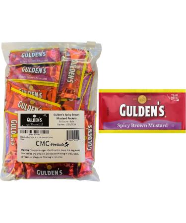 50 Count  Guldens Spicy Brown Mustard Packets in Slide Seal Bag - 0.32 Ounce (9.07 Gram)