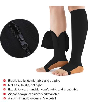 Buy ZLXHDL Compression Socks with Zipper - 2 Pairs of Open Toe Compression Stockings for Men & Women (S/M) - Black - Buy Online on SooperMarket.com