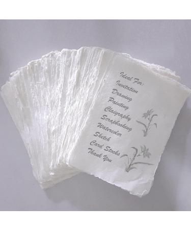 E-Tailor Handmade Cotton Deckle Edge Paper Loose Leaf Sheets for Sketch Painting Invitatons Art Work Kids 130 GSM Ivory White ( HPDW-102-3x5-50-Sheets ) 3x5" - Buy Online on SooperMarket.com