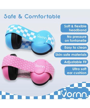 VORNN Silent Baby Ear Defenders - Noise Reduction Earmuffs for Kids 0-36 months - Adjustable Headband - UK Design (Blue) - Buy Online on SooperMarket.com