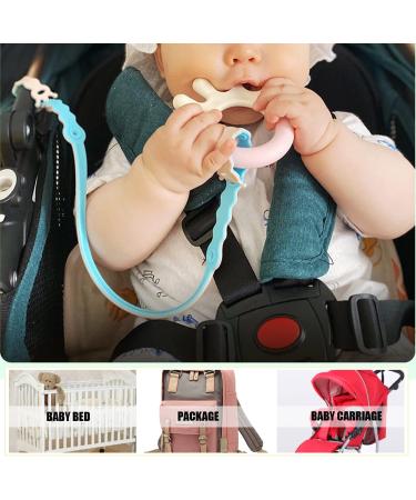 4 Pcs Adjustable Silicone Toy Clips for Baby Pacifier, Feeding Bottle & More - Safety Straps for Stroller, High Chair & Cribs - Buy Online on SooperMarket.com