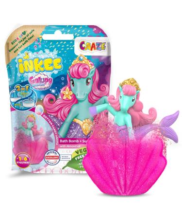 Inkee Galupy Mermaid |Mermaid bathing ball with a surprise children bomb bomb in mussel shape with mermaid figures & cotton candy aroma 1x galupy mermaid