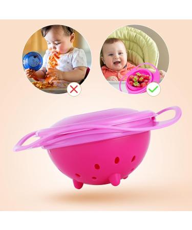 360 Degrees Gyro Bowl - Unspillable Snack Toddler Bowl - Anti Spill Magic Bowl for Babies and Kids - Pink - Buy Online on SooperMarket.com