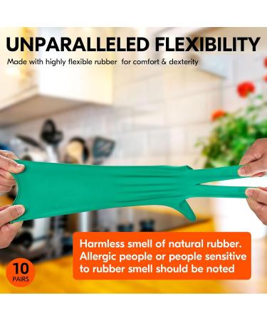 VGO 10 Pairs Reusable Kitchen Gloves - Long-Sleeved Multi-Functional Household Cleaning & Dishwashing - Green HH4601P1 - Buy Online on SooperMarket.com