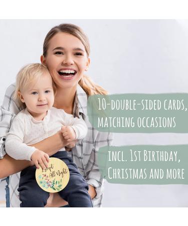 Baby Monthly Milestone Cards - Reversible Wooden Discs for Newborn Photography - Includes Announcement & Hello World Sign - Buy Online on SooperMarket.com