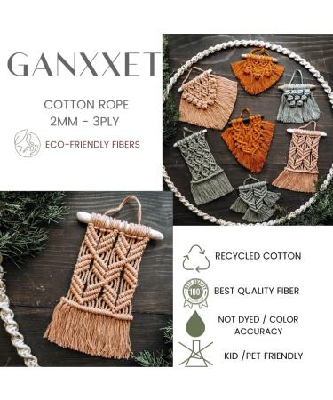GANXXET Bay Leaf Color Macrame Cotton Cord 2mm 3 ply Recycled | 480 Feet / 160 Yards | DIY Macrame and Crafts Cord for Wall Hangings, Plant Hangers, Coasters - Buy Online on SooperMarket.com