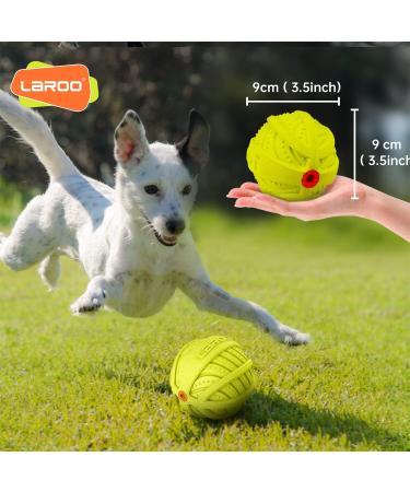 Laroo Durable Natural Rubber Dog Ball | Squeaker Toy for Small & Large Dogs | 9cm Green Dog Football - Buy Online on SooperMarket.com