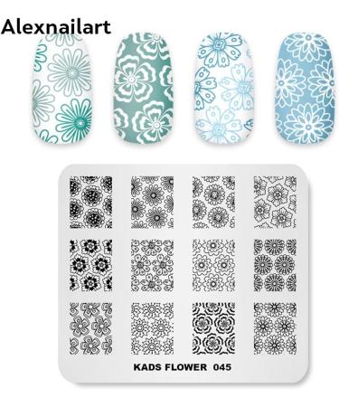 Alexnailart Nail Stamping Printing Plate Template Image Plate Stamper Scraper Flower Pattern Nail Art Decoration DIY Print Manicure Design FL045 - Buy Online on SooperMarket.com
