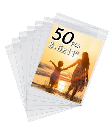 Somime 50 Pack Acid-Free Crystal Clear Sleeves Storage Bags for 8.5x11 Art Prints/Pictures/ Photos/Framing Mat Mattes (Bag Size: 9"x11 3/7") 8.5x11 50 Pack