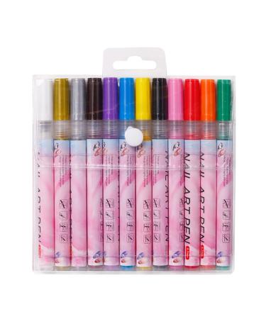 Nails Kit 12 Acrylic Nail Polish Pens with 12 Stylish Hues Waterproof and Quick Drying Professional Brushes Creative Nail Drawing Brush Perfects for Women Home Salon