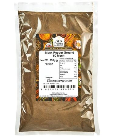 Old India Black Pepper Ground 60 Mesh 250g 250 g (Pack of 1)