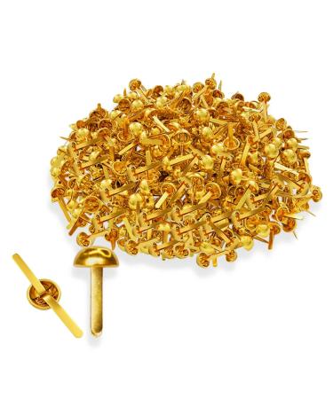 500 Pcs 8mm x 16mm Brass Round Head Fastener Brads for Arts&Crafts  Scrapbooking  Decorating  and DIY Uses