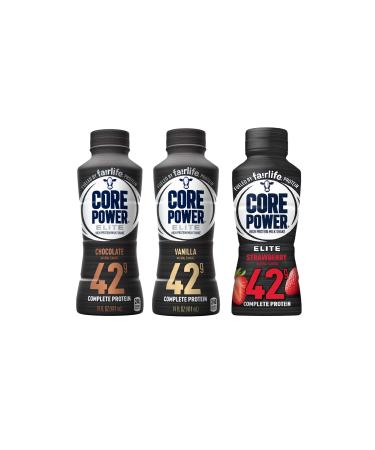 Core Power Elite High Protein Shake (42g), 3 Flavor Variety, Ready To Drink for Workout Recovery, 14 Fl Oz Bottles (Pack of 12) 14 Fl Oz (Pack of 12)