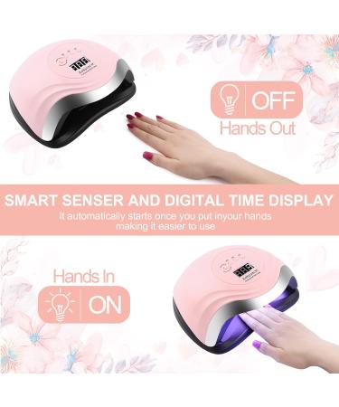 168W Aokyom UV LED Nail Dryer Lamp - Smart Sensor LCD Timer & Versatile for All Gel Nail Polish - Silver Pink - Buy Online on SooperMarket.com