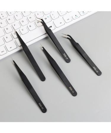 Premium Stainless Steel Tweezers Set - 4 Precision Polishing Antistatic Tweezers for Beauty & Personal Care - Buy Online on SooperMarket.com