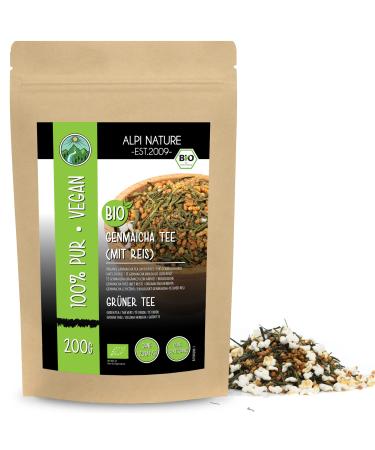 Organic Genmaicha tea Japanese Genmaicha tea green tea with roasted rice from organic farming organic green tea cut with rice (200 GR)