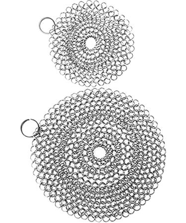 2 Packs Stainless Steel Scrubber 4" and 6" Chainmail Scrubber for Cast Iron Pans Round Reusable Cast Iron Cleaner for Oven Wok Cleaning Cast Iron Scrubber - Buy Online on SooperMarket.com
