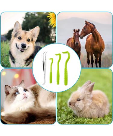Emwel Tick Remover Tools for Dogs 4Pcs Stainless Steel Painlessly Tick Professional Tick for Dogs Cats Horses and Humans Pets Green - Buy Online on SooperMarket.com