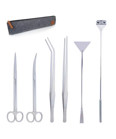 VORESTIC 6 pcs Aquarium Aquascaping Terrarium Tools Long Tweezers Scissors Algae Scraper