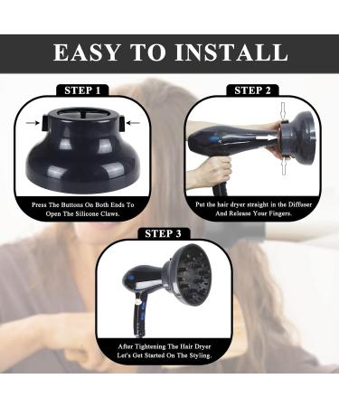 Universal Adjustable Hair Dryer Diffuser Attachment for Curly Hair | Fits Blow Dryer 4.3-6.5CM | Professional Salon Tool in Black - Buy Online on SooperMarket.com