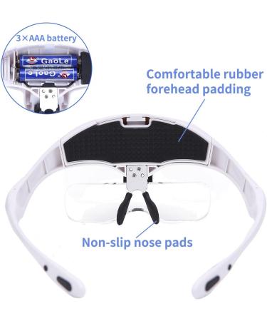 Joybest Headband Magnifier with LED Light - Handsfree Magnifier Glasses for Reading, Jewelry Loupe, Watch Repair, Sewing & More - Includes 5 Replaceable Lenses - Buy Online on SooperMarket.com