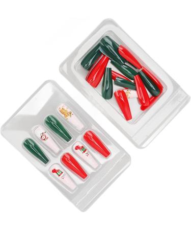 Christmas False Nails Thin Full Wrap Colourfast Pattern Fake Nails 30pcs for Christmas Holiday (0070 LJ04) - Buy Online on SooperMarket.com