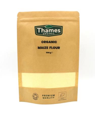 Organic Maize Flour 500g - 100% Pure & Natural Flour - No Additives No Preservatives - Vegan Non-GMO Certified Organic - Great for Baking Cooking - Thames Organic