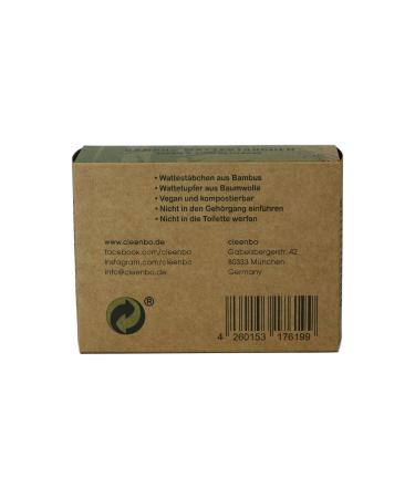 Cleenbo Bamboo Wattstabchen - Eco-Friendly Cotton Swabs 200 Pack | Sustainable Plastic-Free Cleaning Swabs in Recyclable Packaging - Buy Online on SooperMarket.com