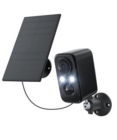 IHOXTX Security Cameras Wireless Outdoor, Flood Light Solar Cameras for Home Security, Home Camera with Color Night Vision, PIR Human Detection, 2-Way Talk, IP66 Waterproof, SD Card/Cloud Storage Black