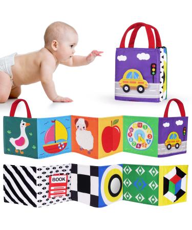 Vicloon Baby Soft Books Black and White Baby Bath Cloth Book High Contrast Foldable Soft Fabric Quiet Book Touch and Feel Crinkle Cloth Books for Babies Infants Toddlers First Book (Goose)