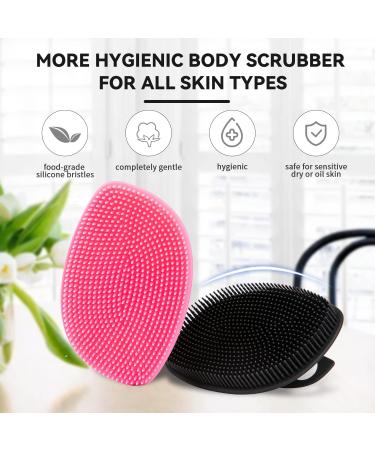 HieerBus Silicone Body Scrubber Flat Shower Brush Gentle Exfoliating and Massage Long Bristles Lathers Well and More Hygienic Than Traditional Loofah 1 Pack (Black) 3rd-black - Buy Online on SooperMarket.com