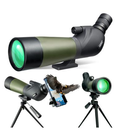 Gosky 20-60x60 HD Spotting Scope with Tripod, Carrying Bag and Scope Phone Adapter - BAK4 45 Degree Angled Spotter Scope for Target Shooting Hunting Bird Watching Wildlife Scenery